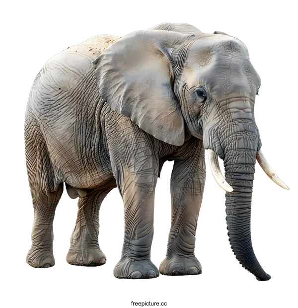 [Transparent Background PNG]African elephant isolated on white background