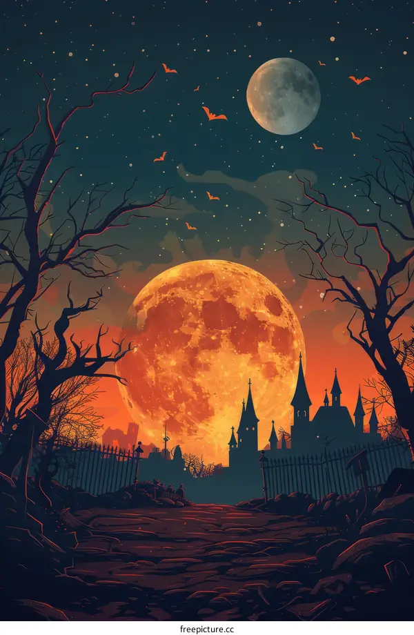 Spooky Graveyard at Night