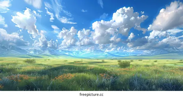 Beautiful Prairie Landscape Under a Cloudy Sky