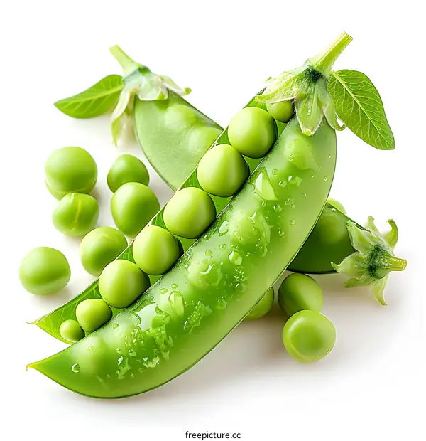 Fresh green peas in pods