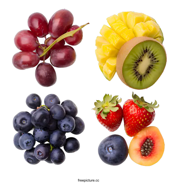 [Transparent Background PNG]Fresh Fruit Mix On White Background