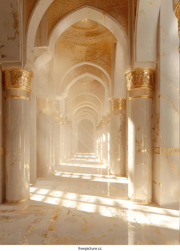Empty Golden Mosque: Architectural Majesty