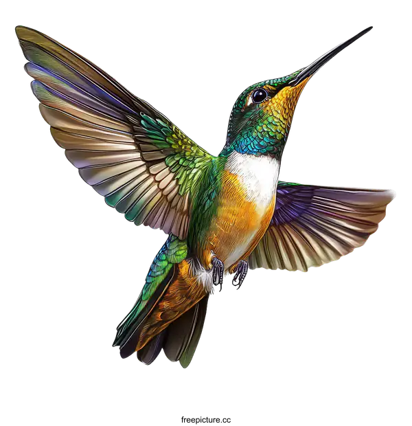[Transparent Background PNG]Beautiful Hummingbird in Flight Illustration