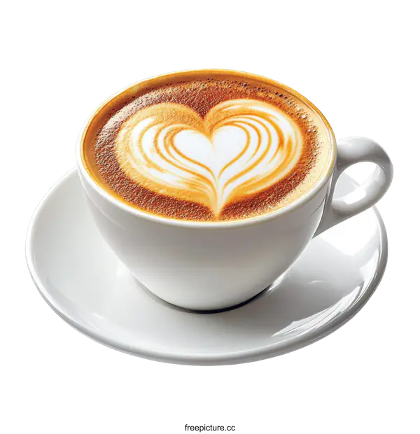 [Transparent Background PNG]Heart Latte Art Coffee Cup