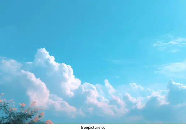Beautiful Sky with Fluffy Clouds
