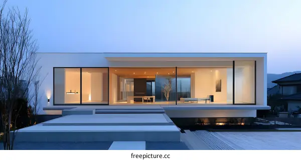 Modern House with Large Windows and Minimalist Design