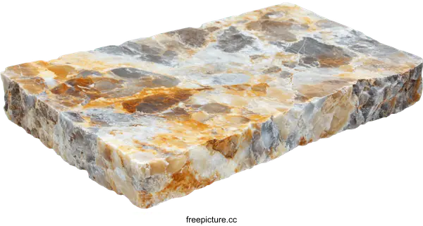 [Transparent Background PNG]Natural Stone Slab with Multicolored Veins