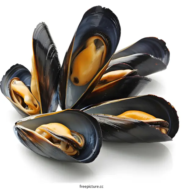 Black Mussels Isolated On White Background