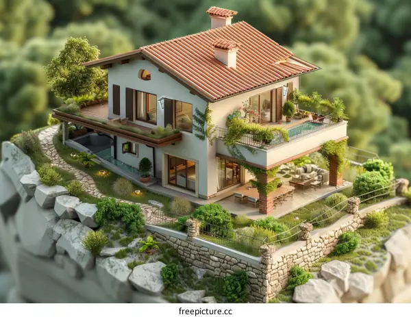 Miniature Luxury Villa on a Hilltop