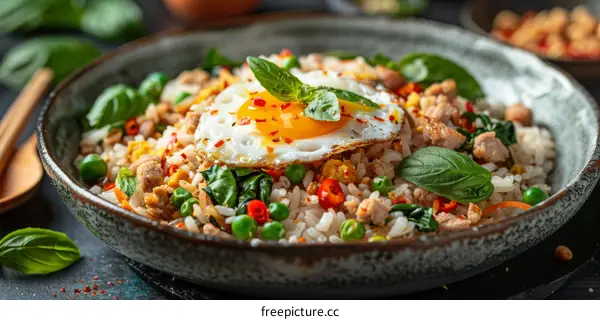 Thai Basil Fried Rice with Fried Egg