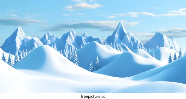 Snowy Mountain Range Illustration