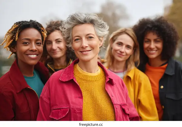 Diverse Women Group Smiling Outdoors