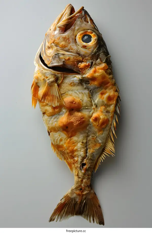 Grilled Fish on White Background
