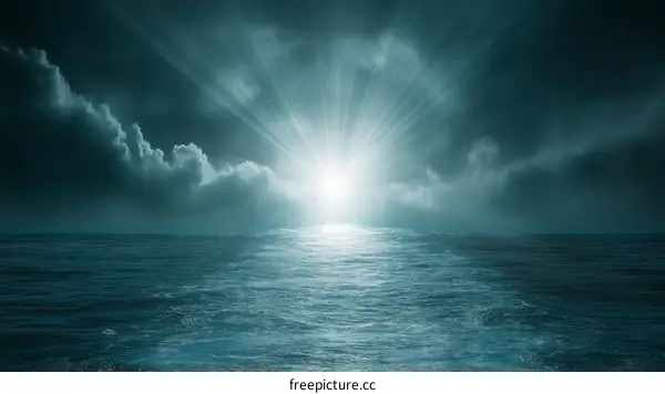 Mysterious Dawn over the Ocean