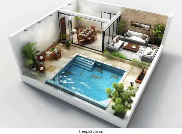 Indoor swimming pool and lounge