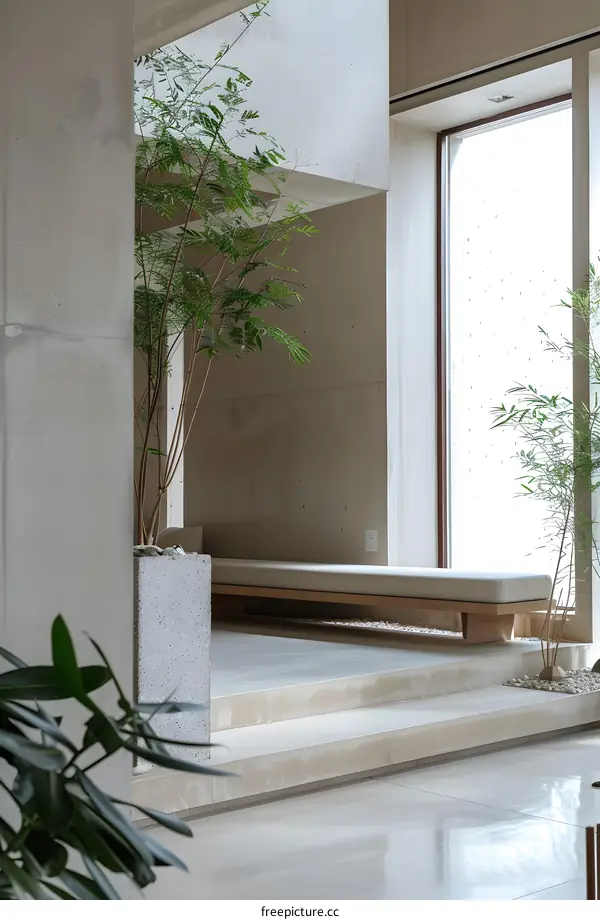 Minimalist Concrete Interior Design with Plants and Natural Light