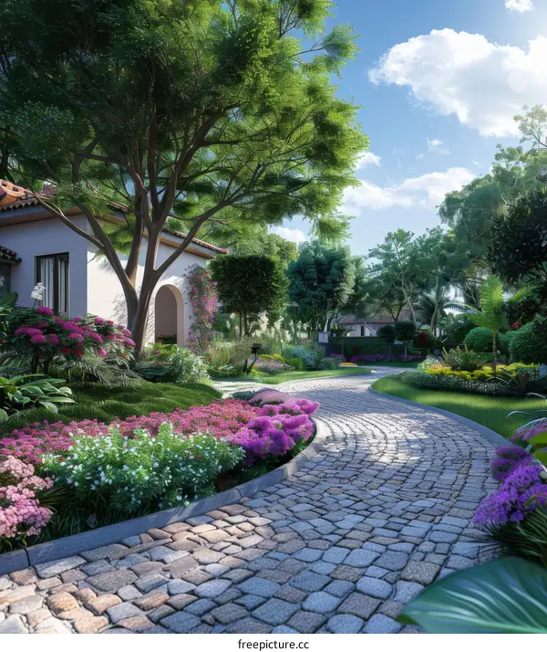 Mediterranean Style Villa with Lush Garden