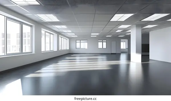 Empty Modern Office Space with Large Windows
