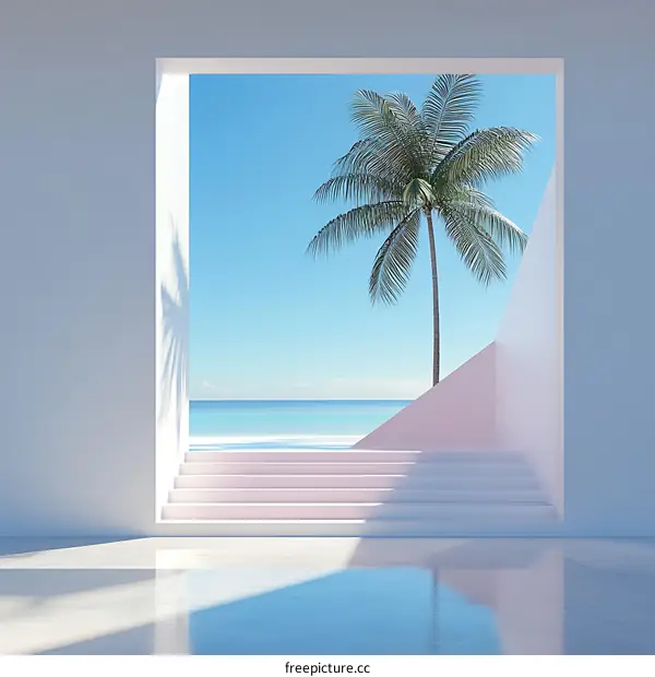 Minimalist Beach View Through White Frame