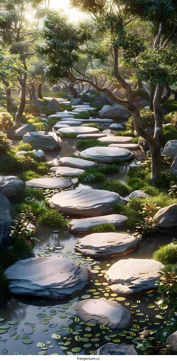 Stepping Stones in a Landscaped Garden