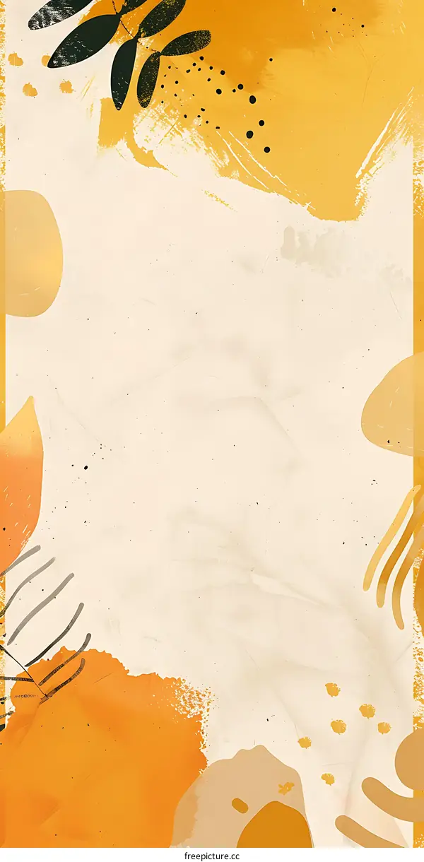 Abstract Minimalist Watercolor Background with Yellow and Black