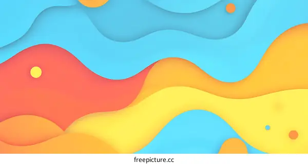 Abstract Paper Cut Design with Wavy Lines and Colorful Shapes