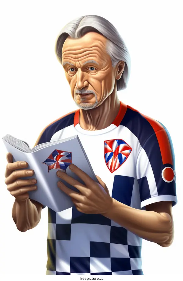 An illustration of Drazen Petrovic reading a book