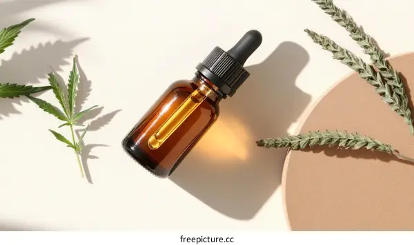 Natural Hemp Oil Dropper Bottle Arrangement