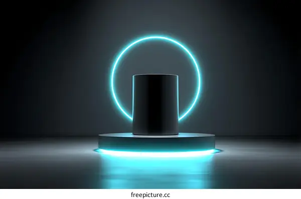 Modern Minimalist Product Display Stage with Neon Lighting