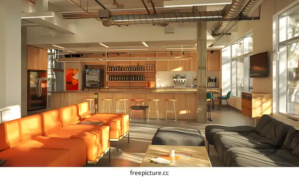 Modern Interior Design of a Lounge With Bar and Seating