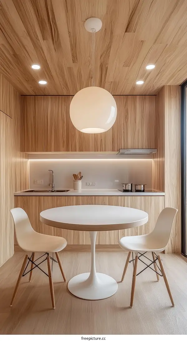 Modern Minimalist Wooden Kitchen Dining Area