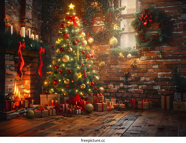 Christmas tree in a living room