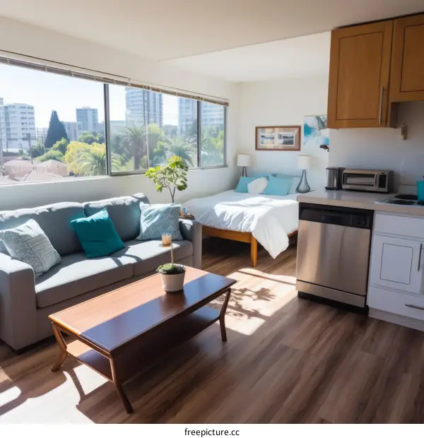 Bright Scandinavian Studio with Skyline Views