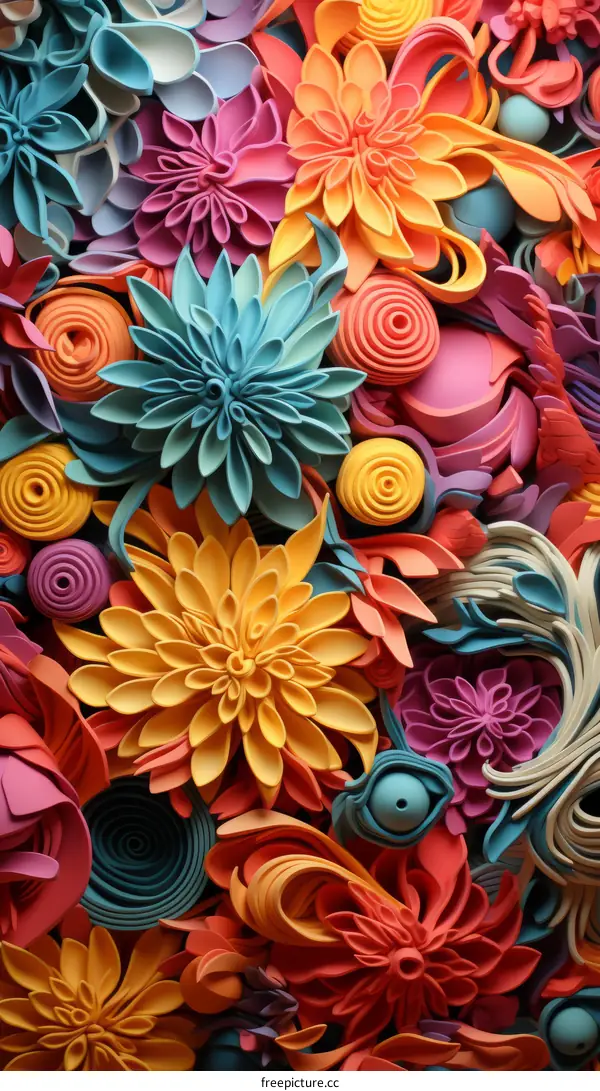 A Kaleidoscope of Vibrant Paper Flowers