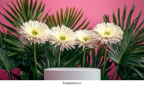 Pink Background Floral Display Stand