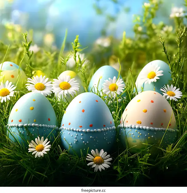 Easter Eggs in a Spring Meadow