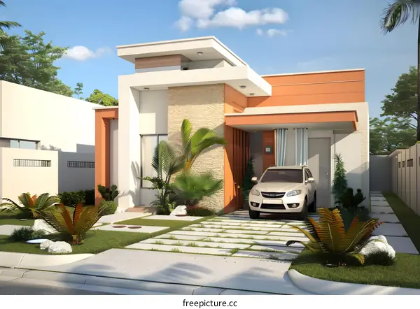 Modern Minimalist House Design with Lush Greenery