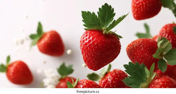 Fresh Strawberries in Motion