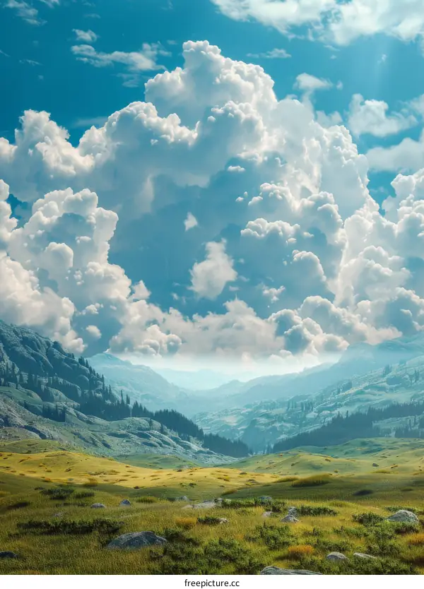 Stunning Mountain Valley Landscape Under a Dramatic Sky