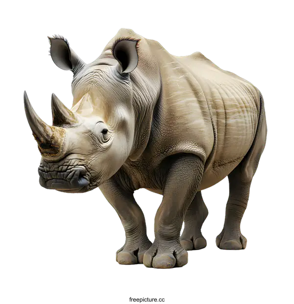 [Transparent Background PNG]White Rhinoceros Standing on a White Background