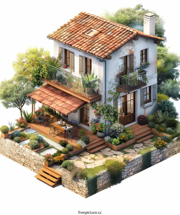 A small house with a garden