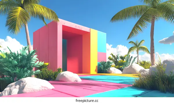 Colorful Abstract Minimalist Tropical Summer Background