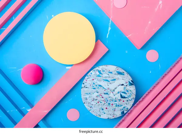 Abstract Geometric Shapes on Blue Background