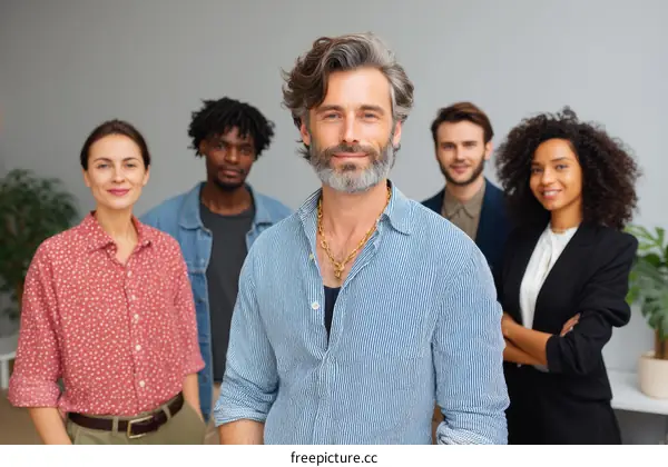 Diverse Group of People Posing in a Business Setting