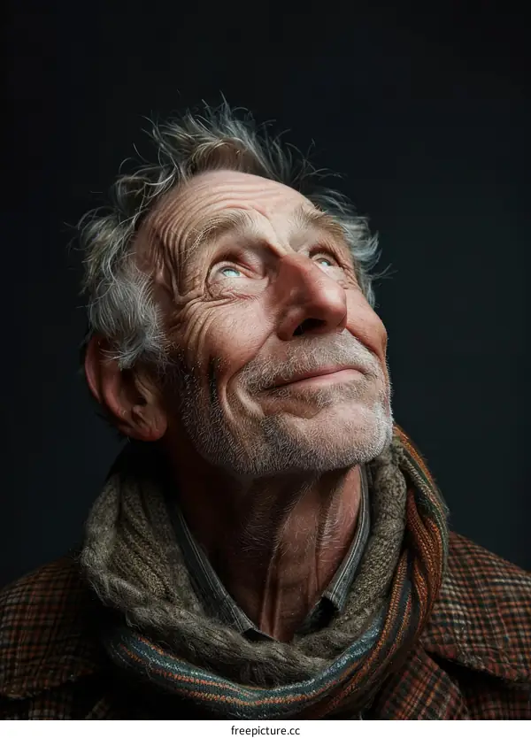 Close-up Portrait of a Thoughtful Senior Man