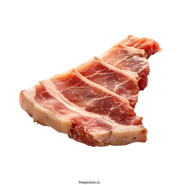 [Transparent Background PNG]Sliced cured meat on white background
