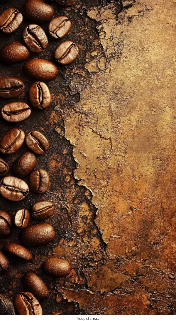 Roasted Coffee Beans on Rustic Background