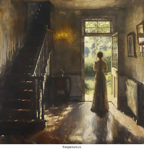 Woman Standing in Doorway