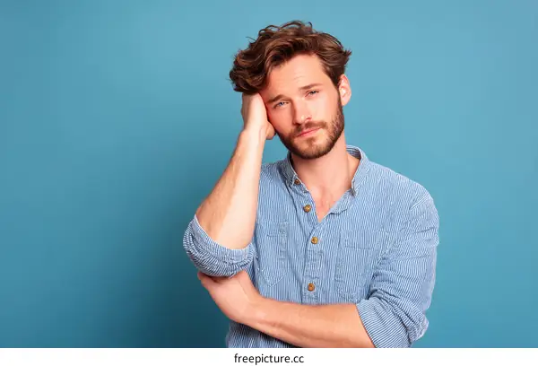 Caucasian Man in Thoughtful Pose