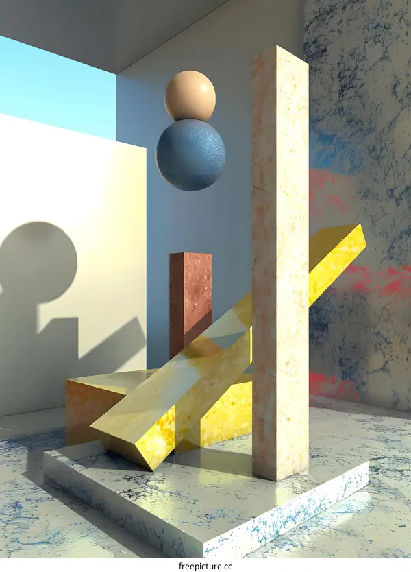 Abstract Geometric Shapes 3D Illustration